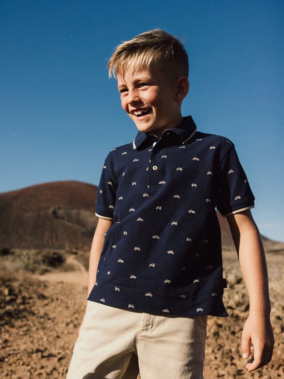 Motorcycle Navy Blue Button Up