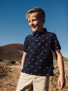 Motorcycle Navy Blue Button Up