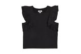 Black Studded Flutter Top