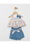 Multi Stripes With Light Denim Set