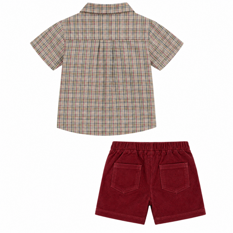 Burgundy Plaid Boy Set