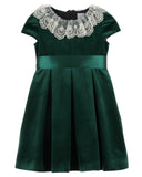 Velvety Green Girl Dress