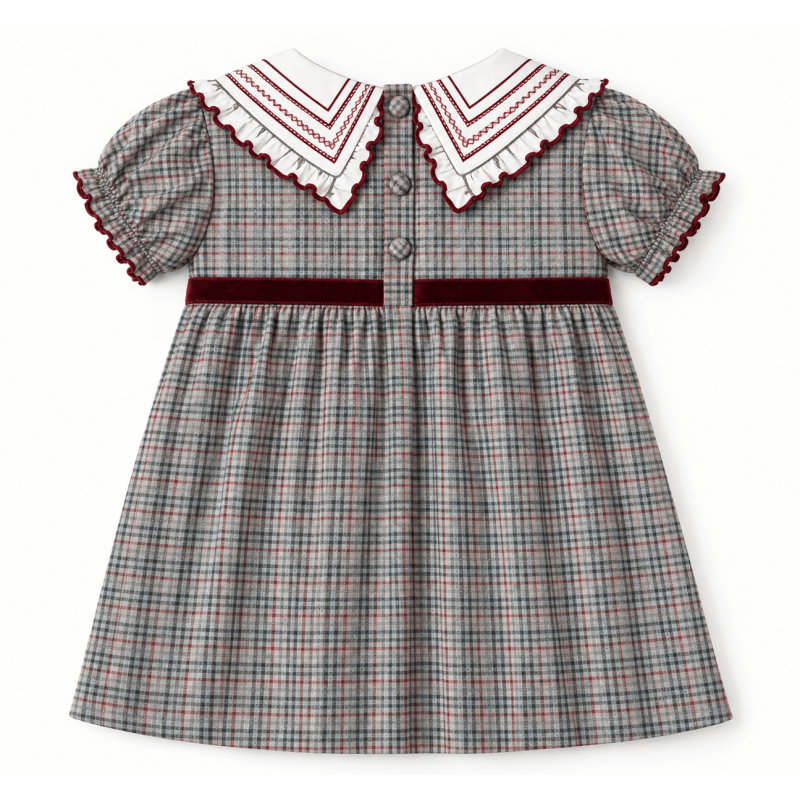 Burgundy Velvet Plaid Dress