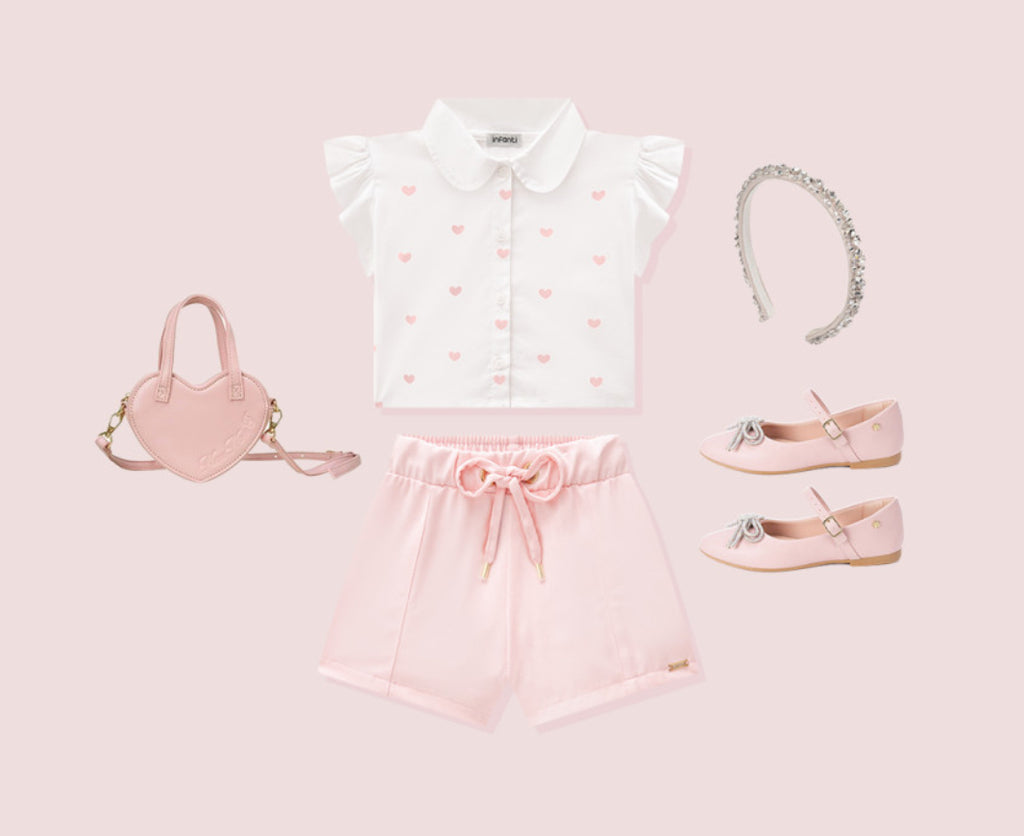 Pink Heart Short Set