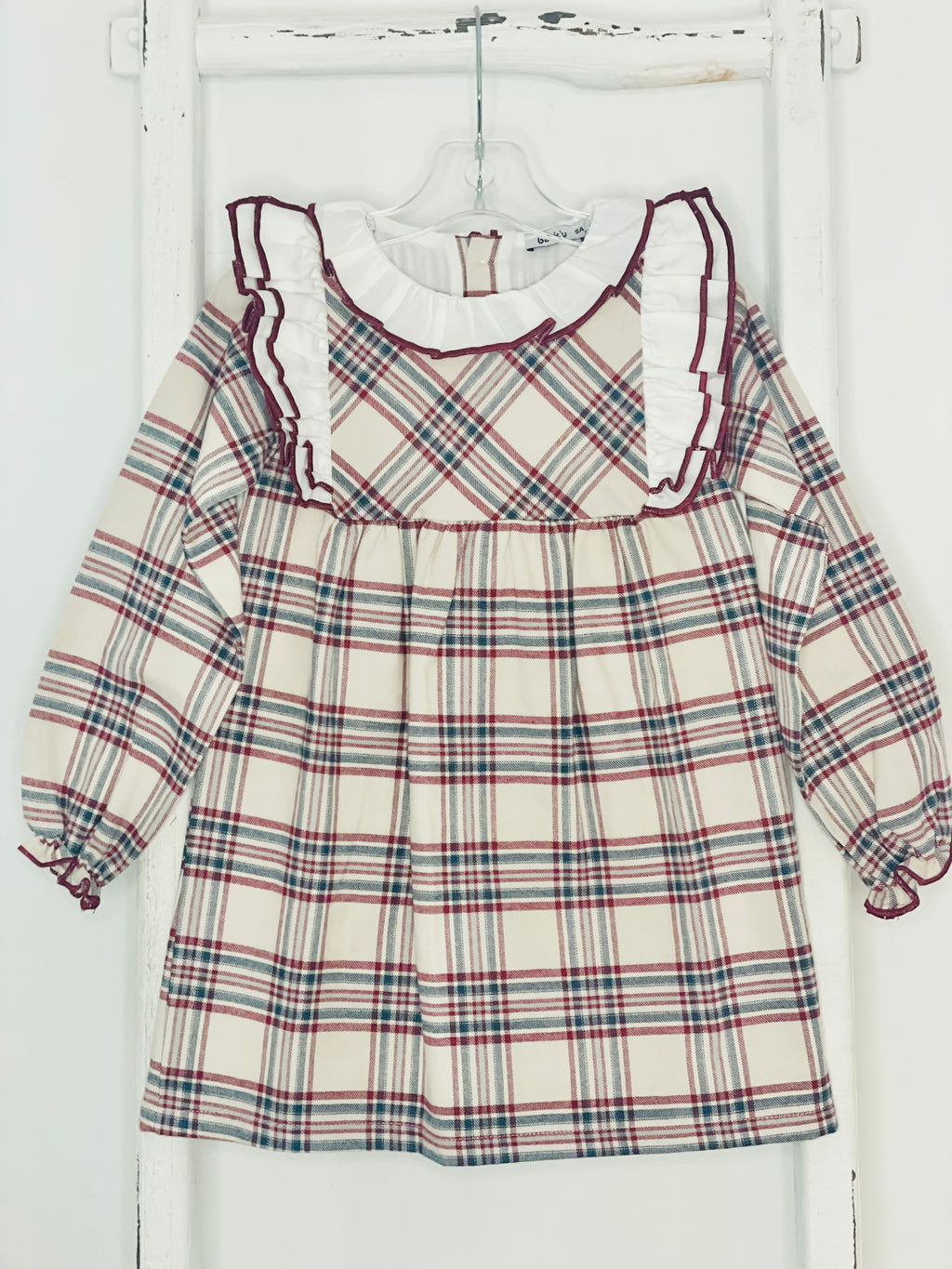 Cream Plaid Girl Dress