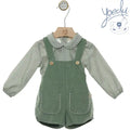 Sage Gingham Shirt & Corduroy Overall Set