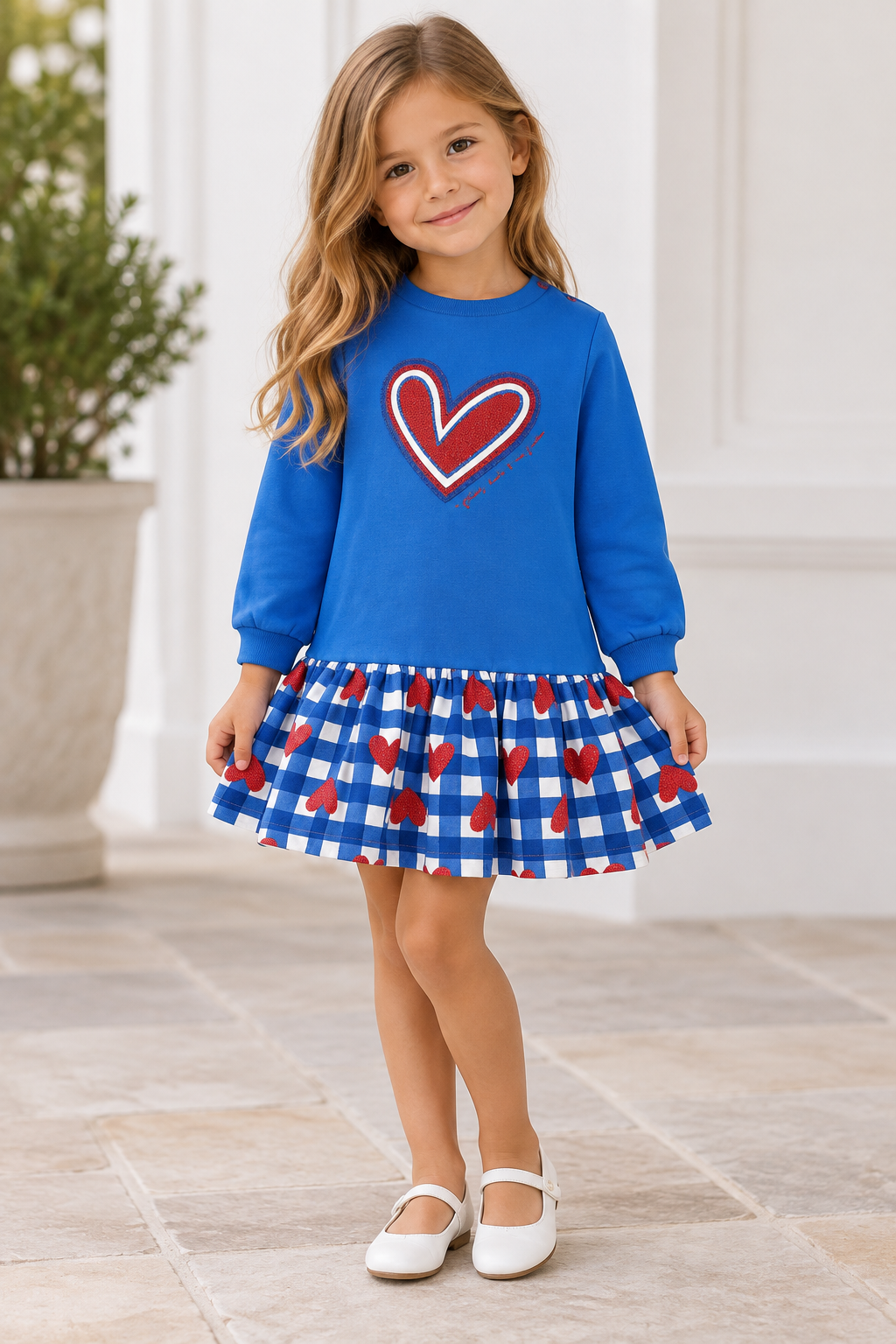 Blue Heart Combo Dress
