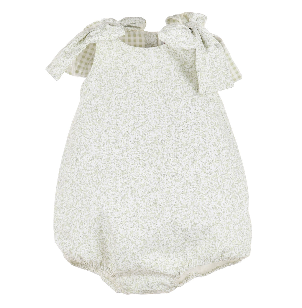 Green Flowers and Vichy Bow Romper