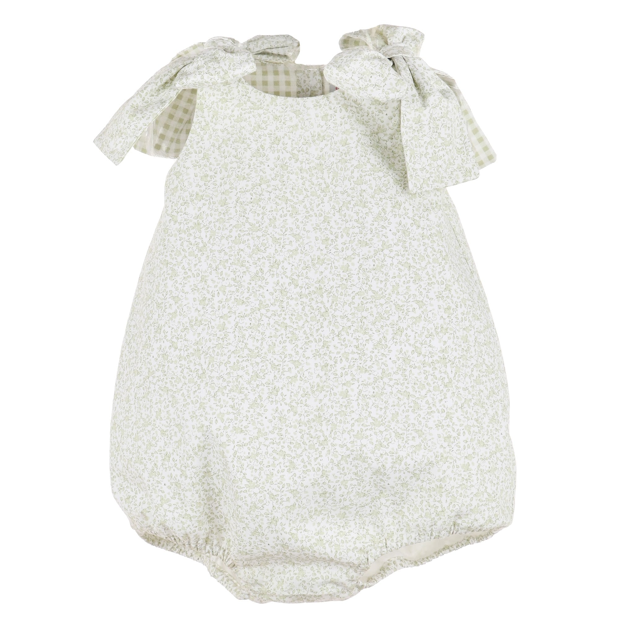 Green Flowers and Vichy Bow Romper