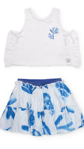 Blue Coral Woven Skirt Set