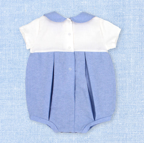 Baby Boy Light Pique and Linen Bubble