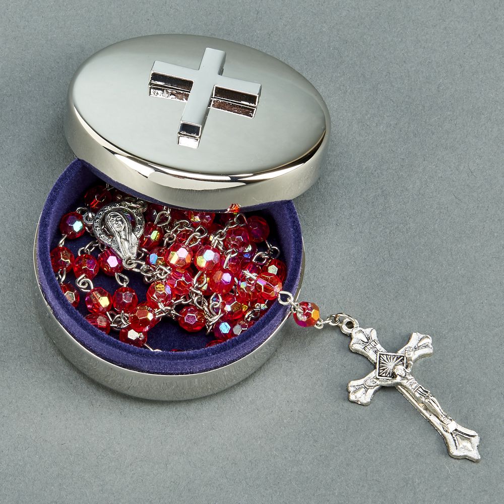 Round Box With Cross On Lid