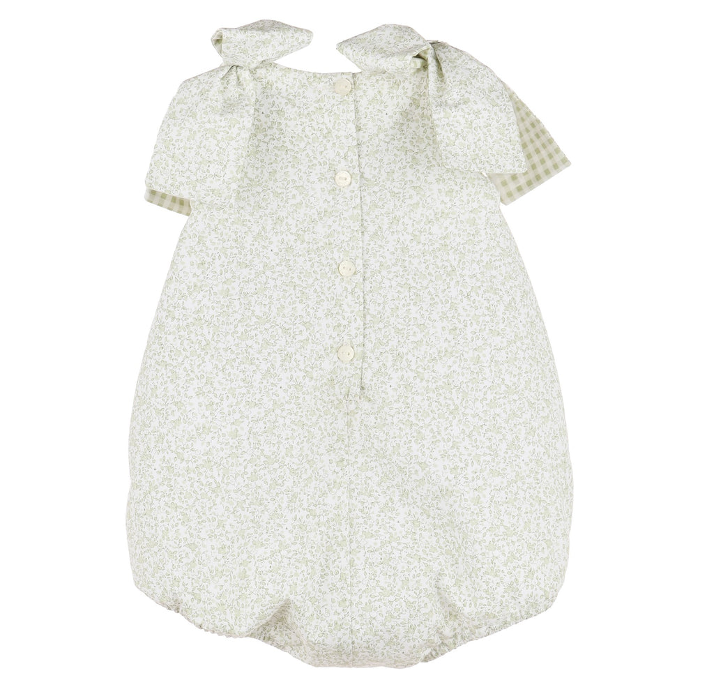 Green Flowers and Vichy Bow Romper
