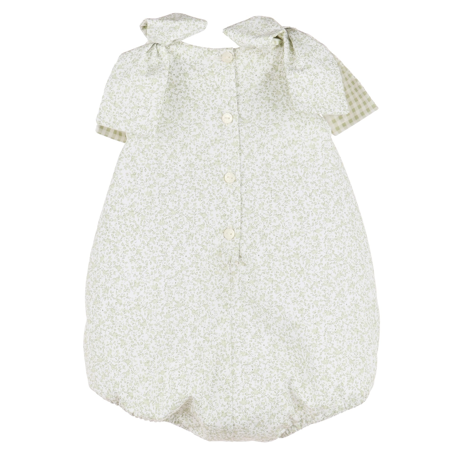 Green Flowers and Vichy Bow Romper