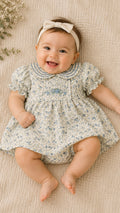 Blue Liberty Collar Flower Baby Dress