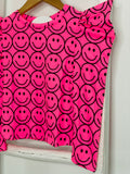 Puff Sleeve Top Neon Pink