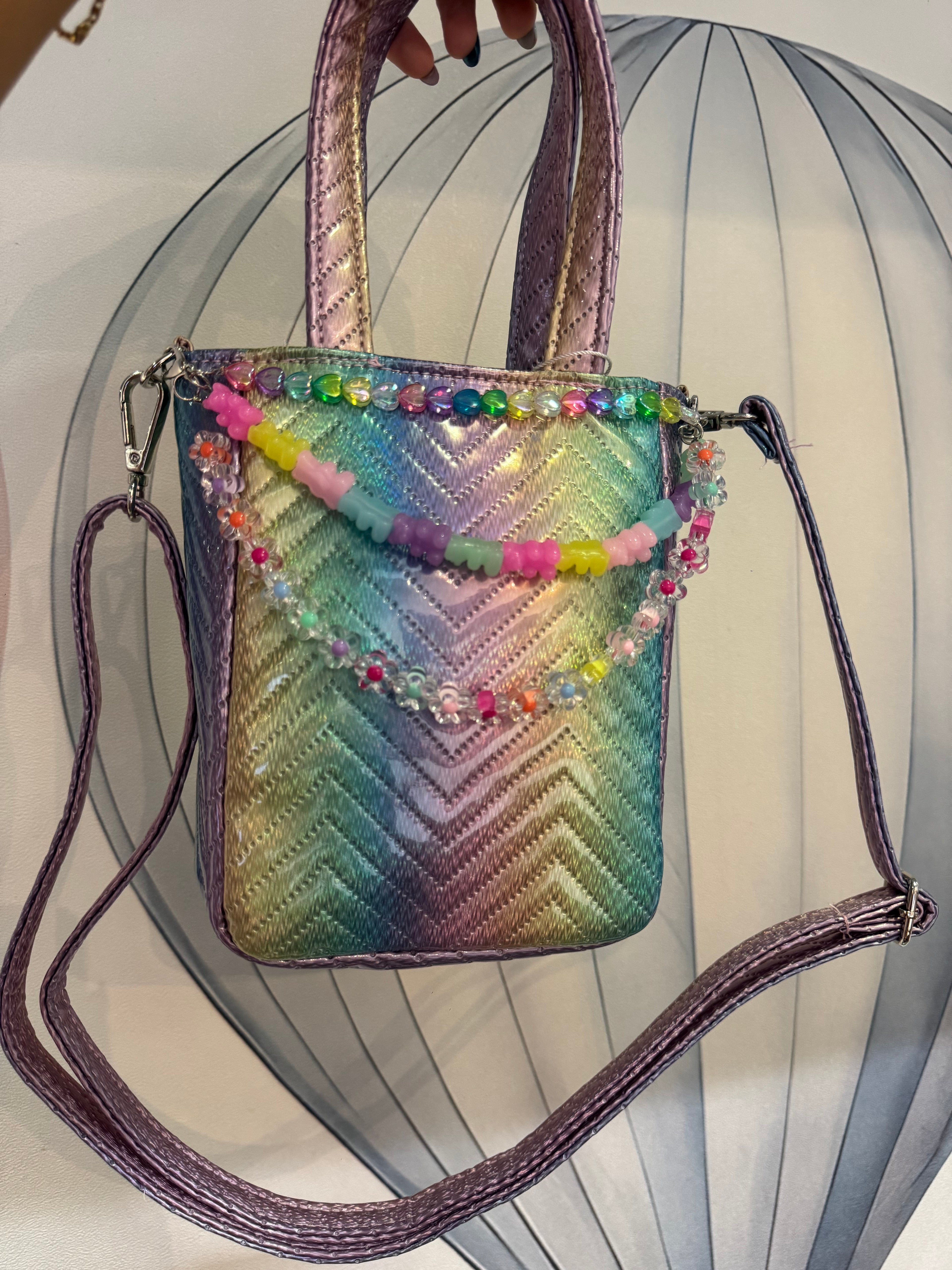 Purple Iridescent Top Handle Bag