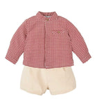 Cream and Red Gingham Baby Set