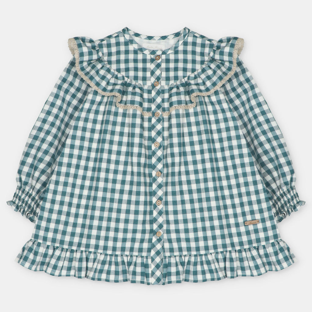 Ghingham Teal Dress