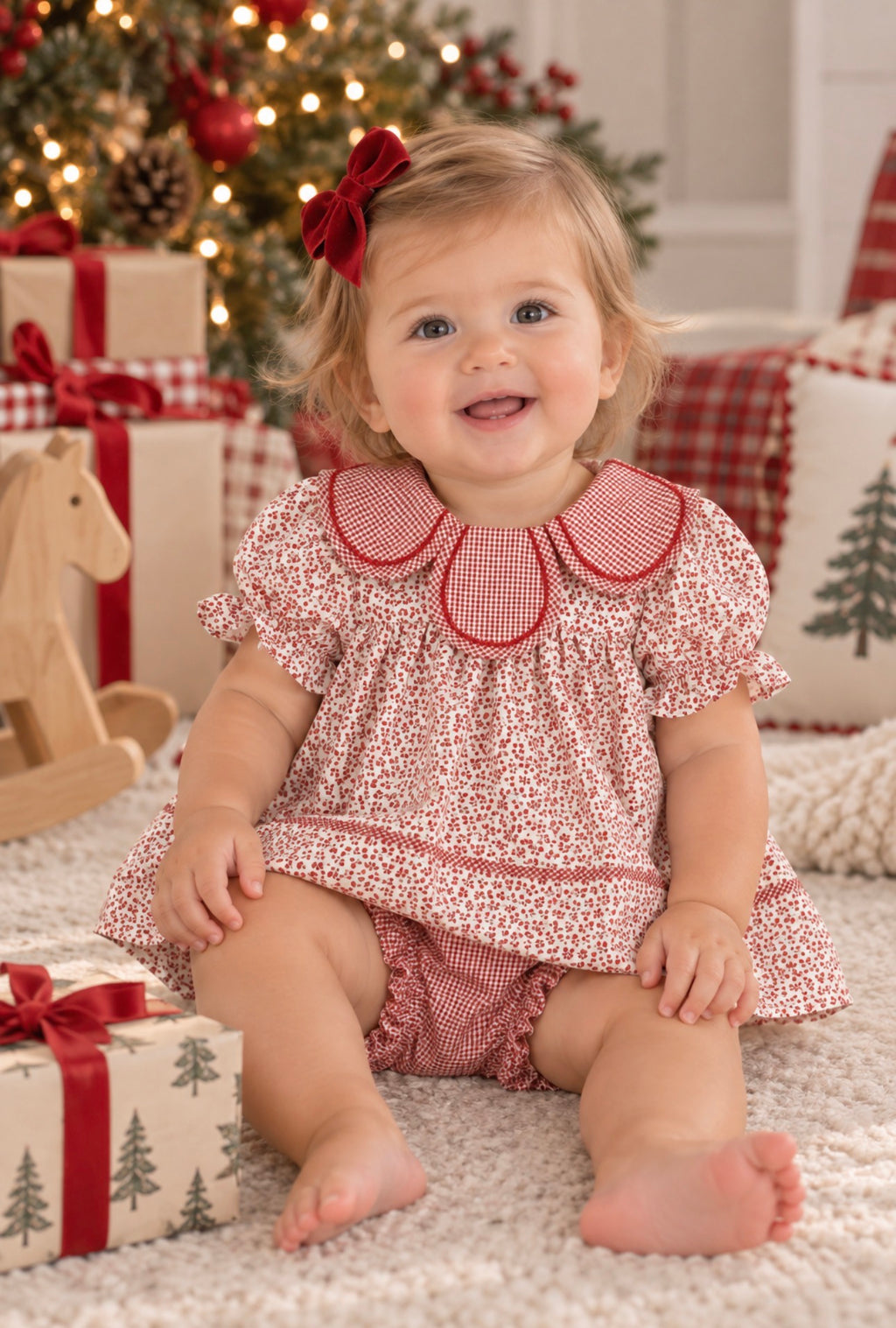 Cranberry Boxwood Petal Neck Dress