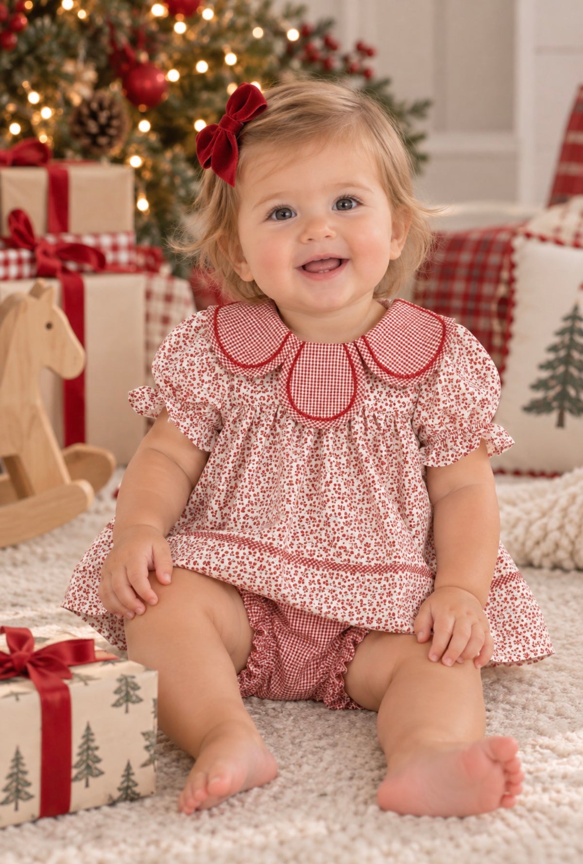 Cranberry Boxwood Petal Neck Dress