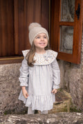 Blue Stripes Pumpkin Collar Girl Dress