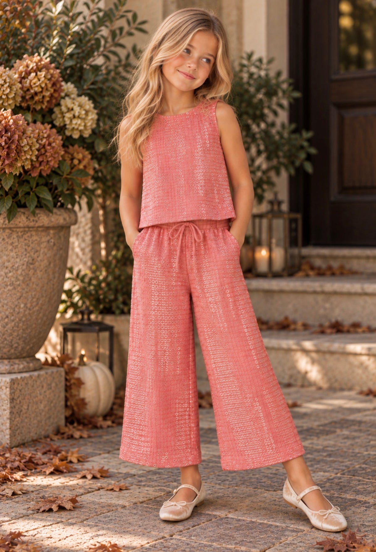Coral Twinkle Top and Pant Set