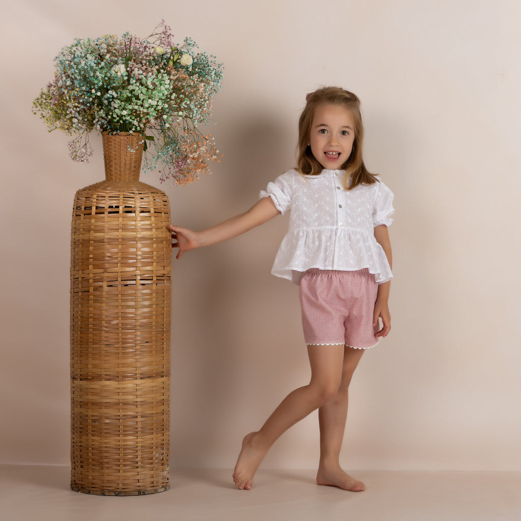 Eyelet & Vichy Short Set