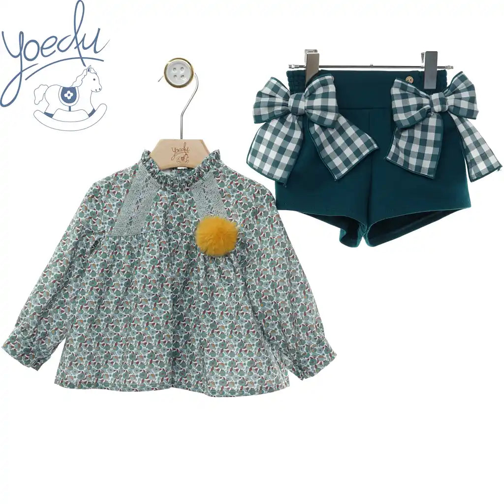 Meadow Floral Blouse & Bow Shorts Set