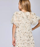 Faux Feather Sequin Chest KeyHole