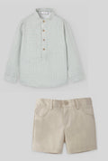 Boys Green Gingham Shirt & Twill Short Set
