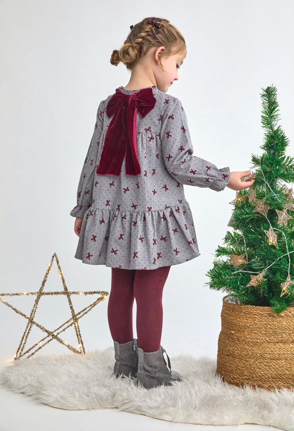Burgundy Bow Girl Dress