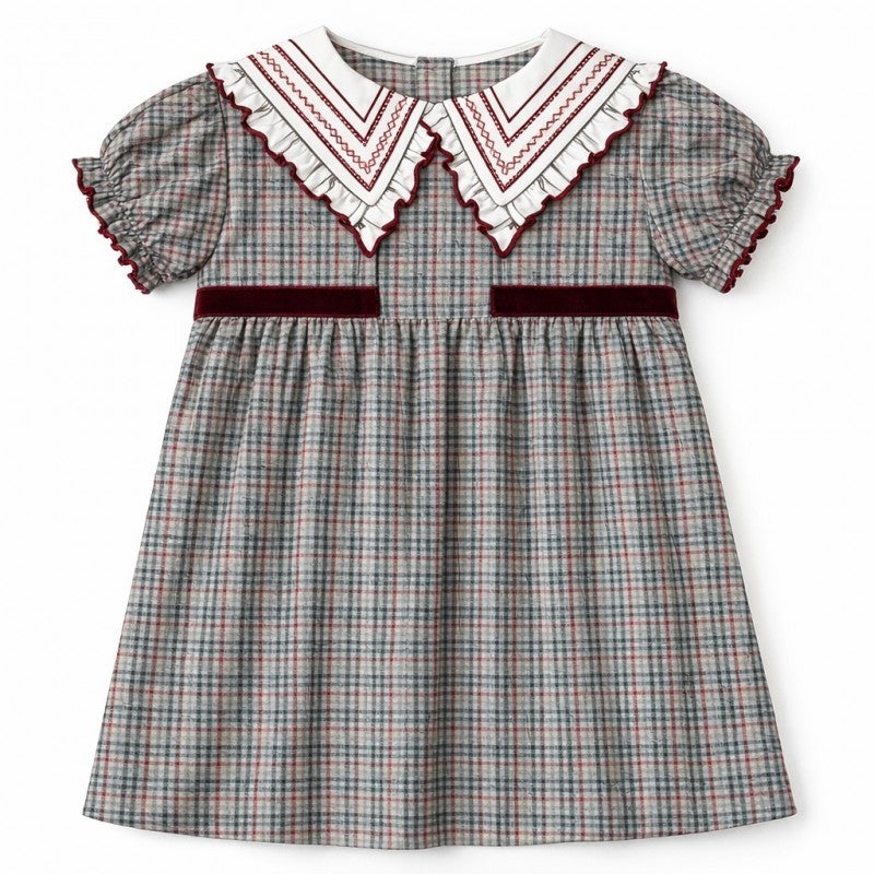 Burgundy Velvet Plaid Dress