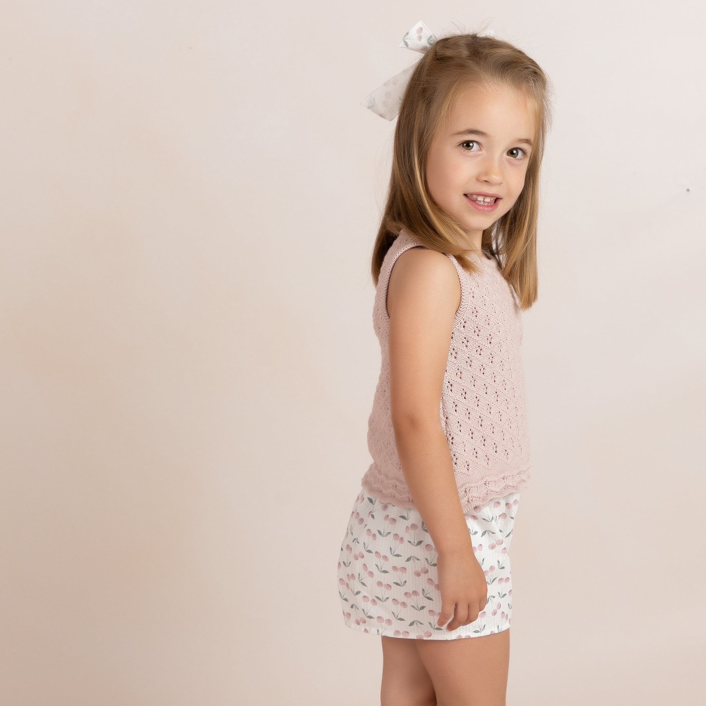 Mauve Cherry Knitted Short Set