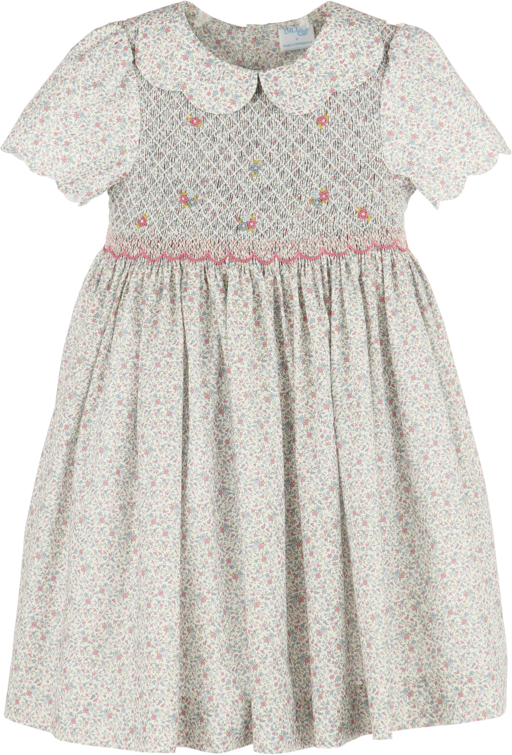 Smock Scallop Pink Flower Baby Dress