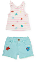 Knitted Flower Short Set