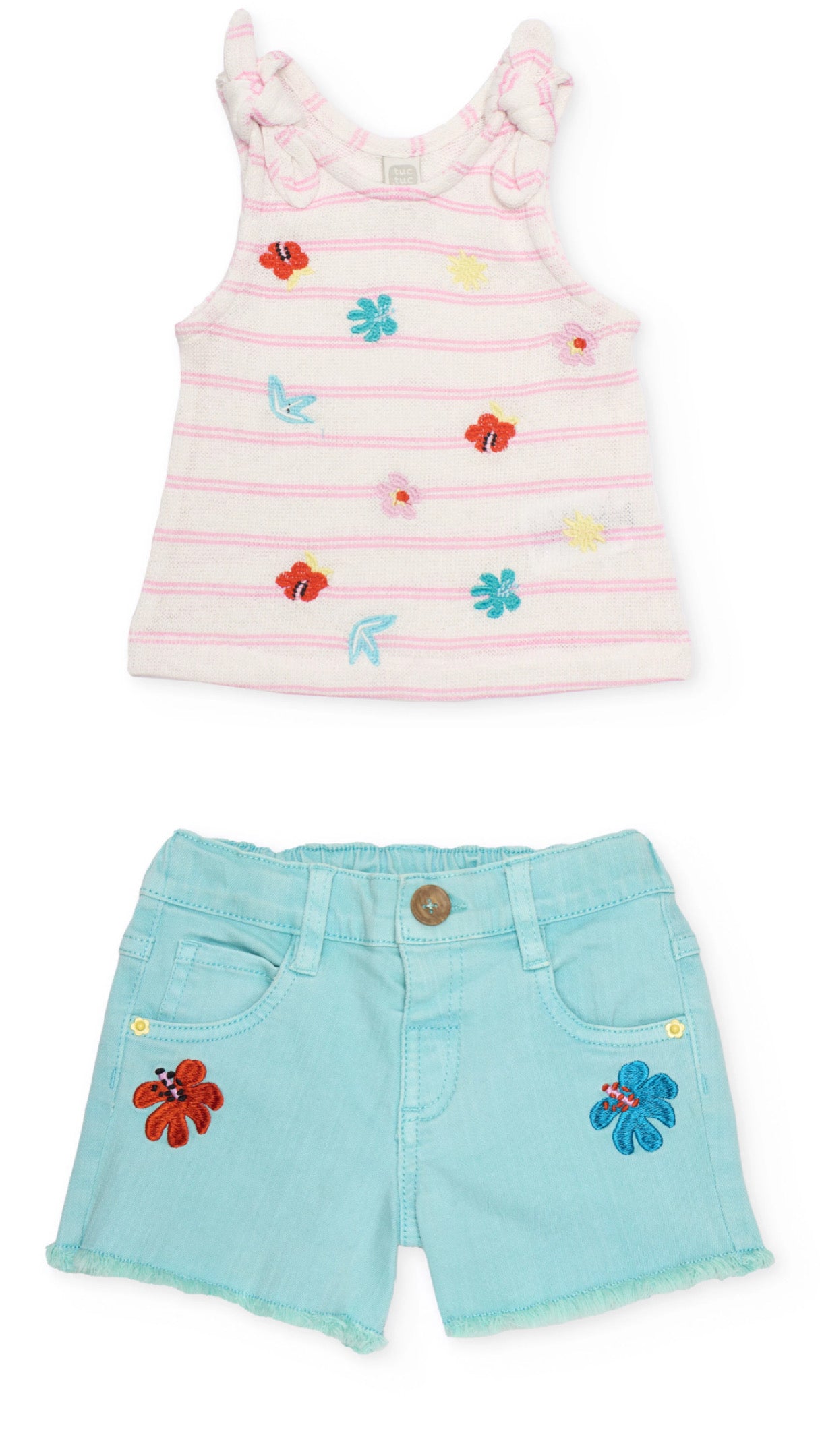 Knitted Flower Short Set