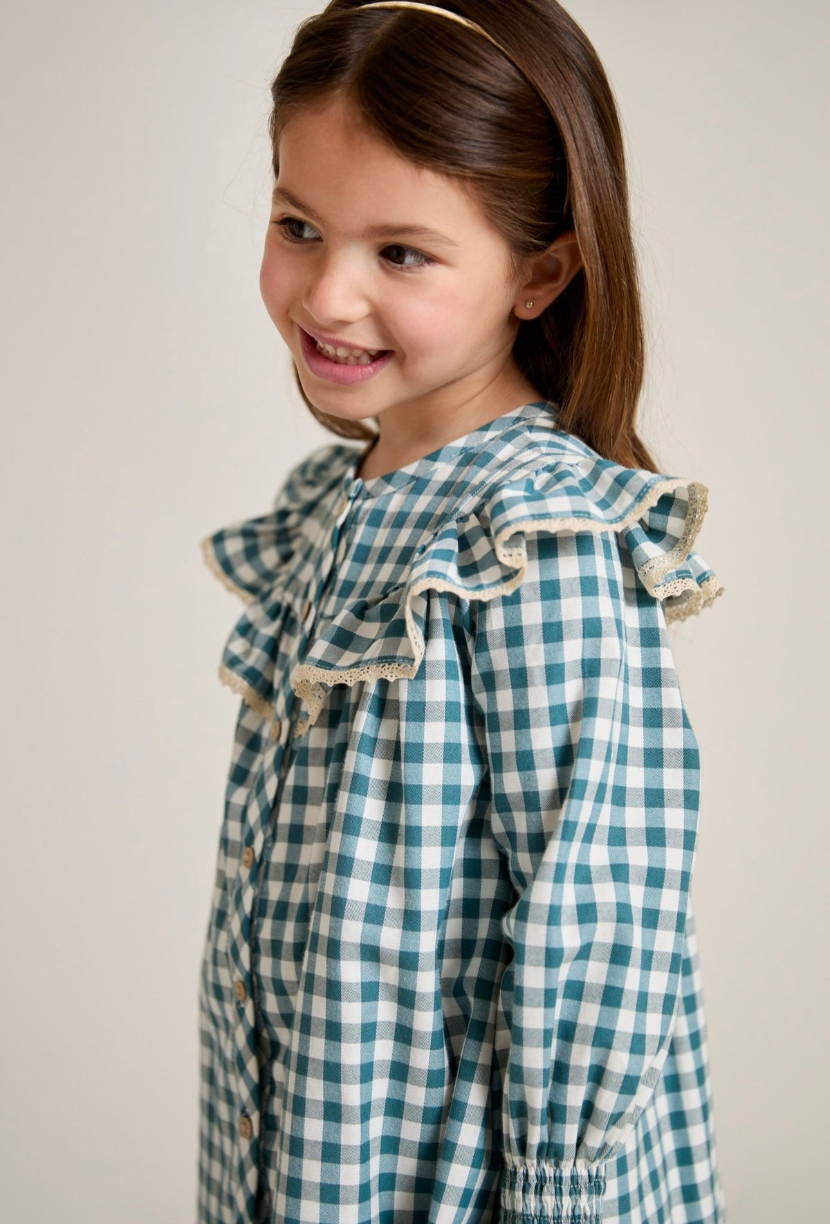 Ghingham Teal Dress