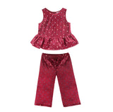 Burgandy Sequin Velvet Top & Pant Set