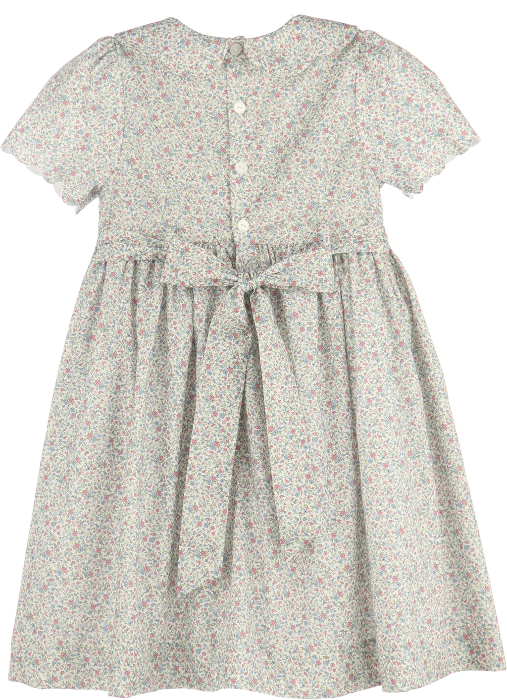 Smock Scallop Pink Flower Baby Dress