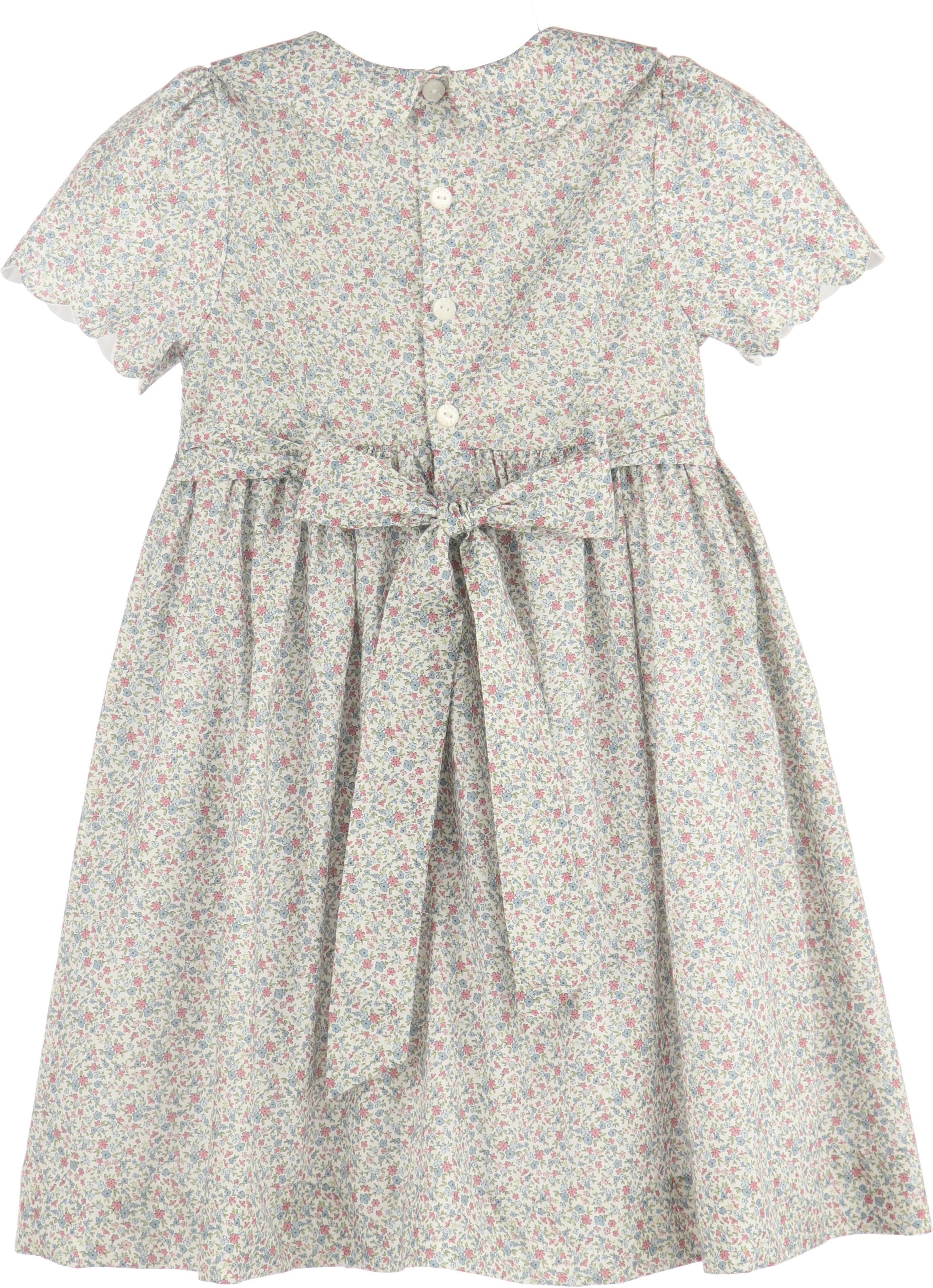 Smock Scallop Pink Flower Baby Dress