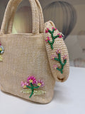 Beaded Flowers Raffia Headband