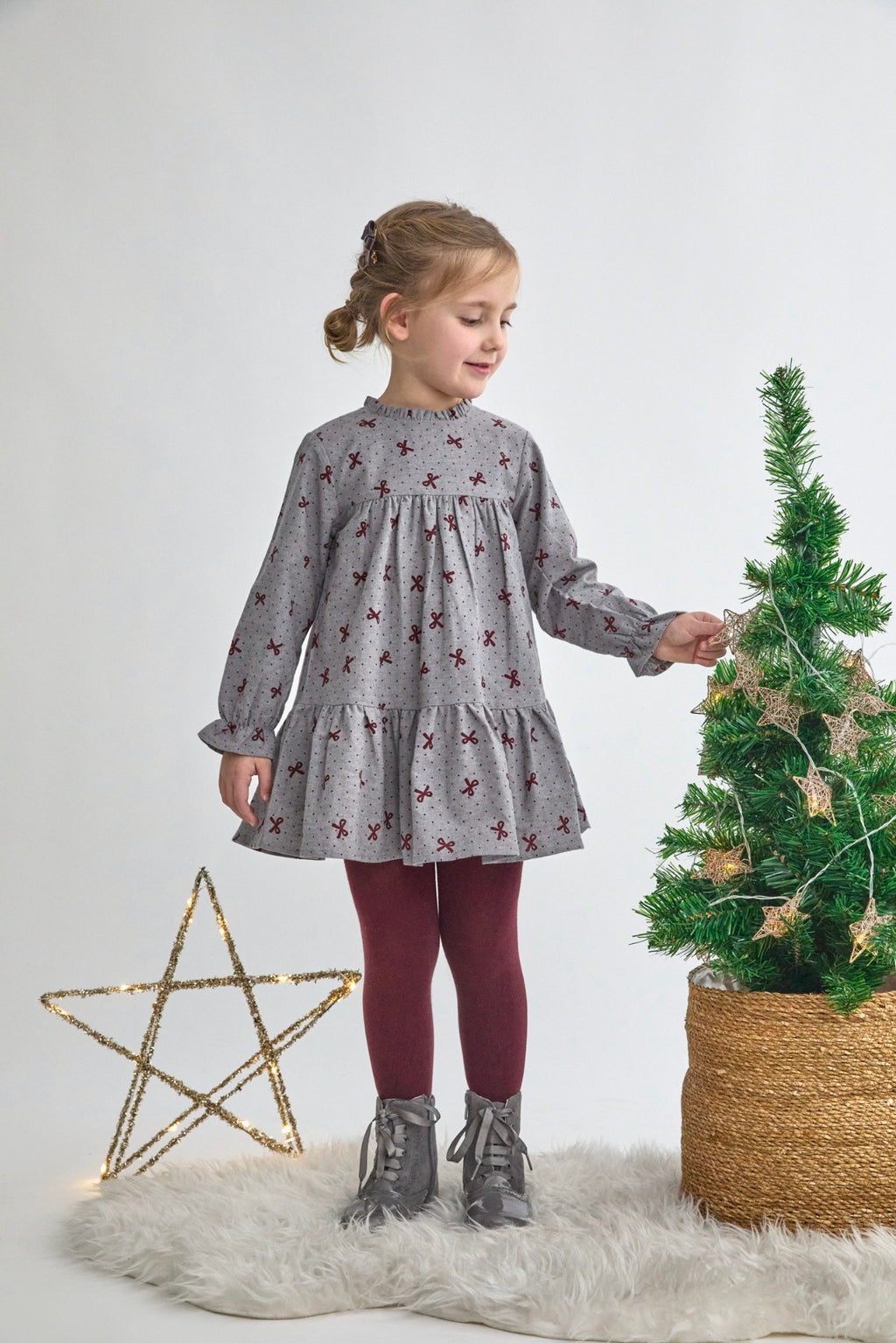 Burgundy Bow Girl Dress