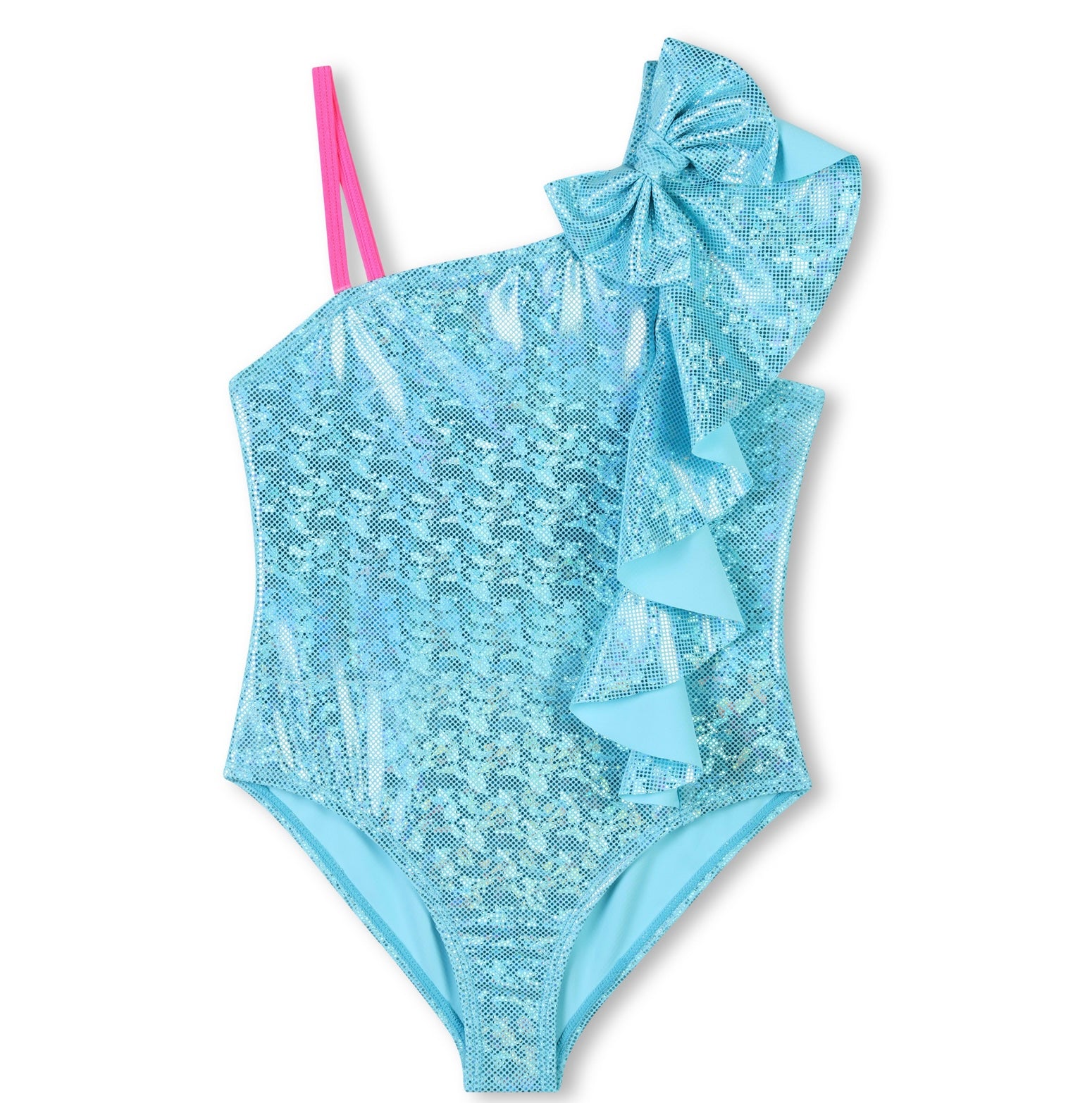One Shoulder Glittery Blue Swim