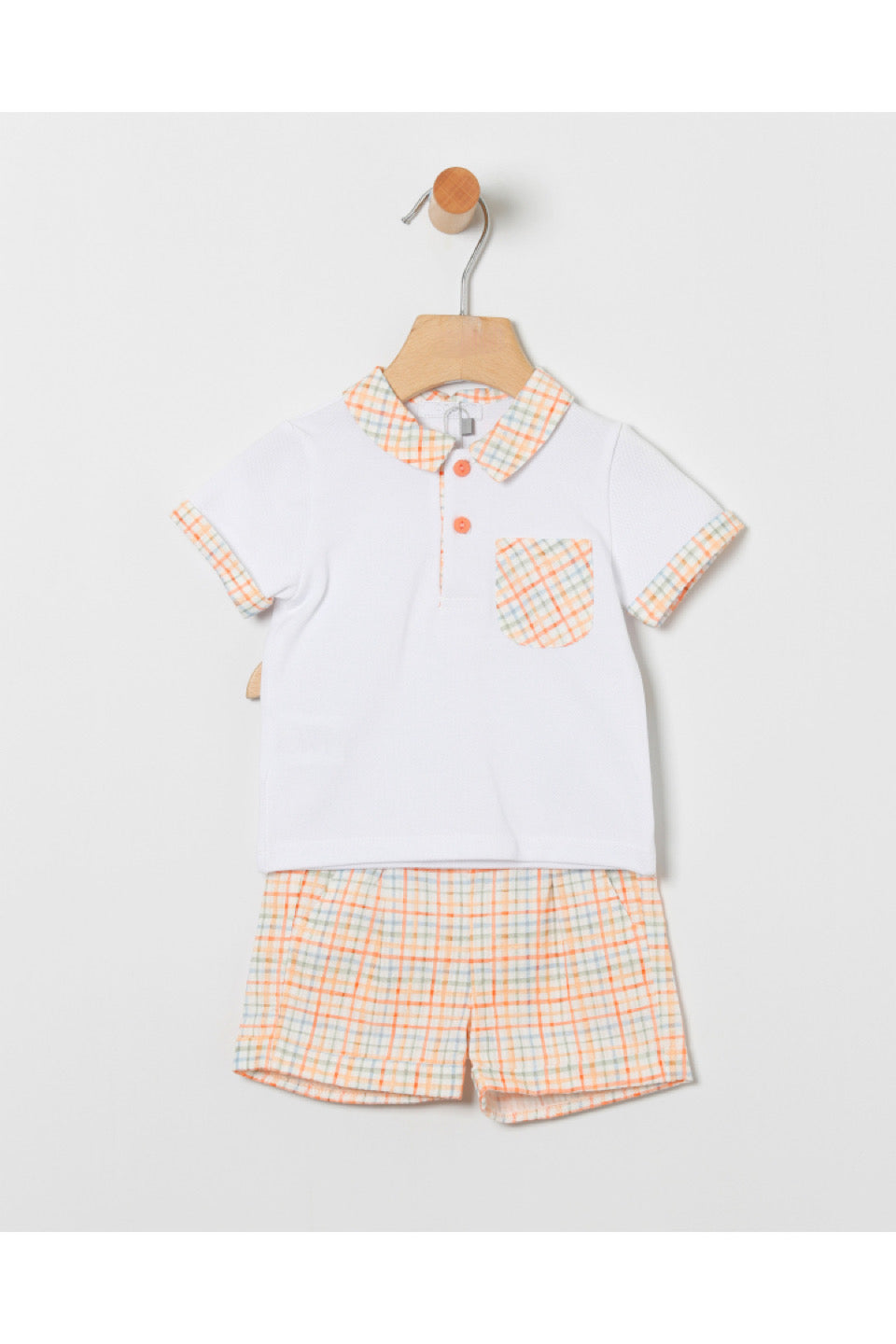 Orange Ghingham Short Set