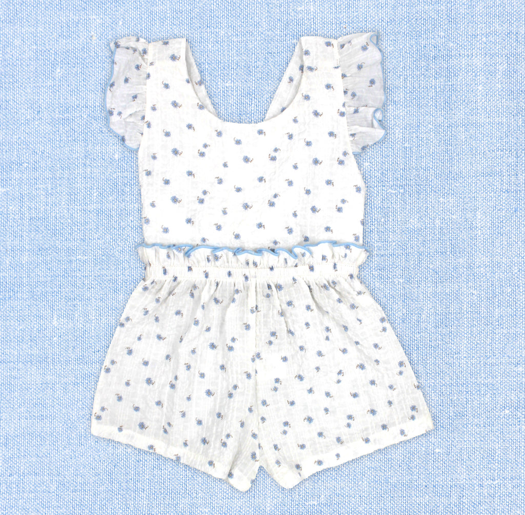 Spring Blue Flowers Romper