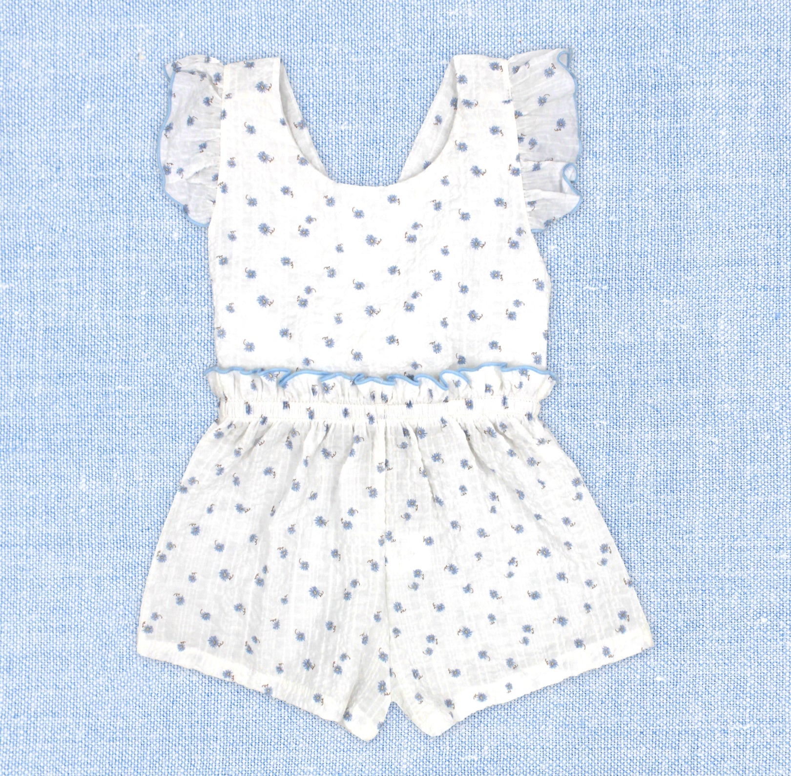Spring Blue Flowers Romper