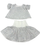 Multicolor Crystal Ruffle Short Set