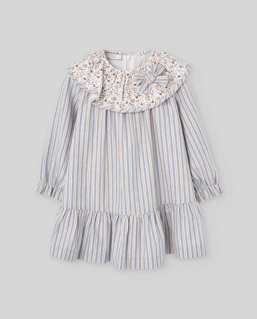 Blue Stripes Pumpkin Collar Girl Dress