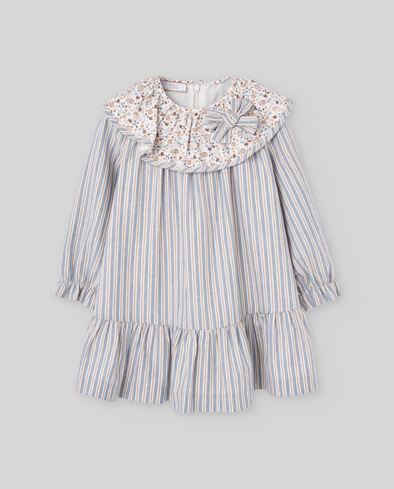 Blue Stripes Pumpkin Collar Girl Dress